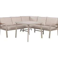 Puutarhakalustesetti Home4You UPLAND pöytä ja kulmasohva, beige