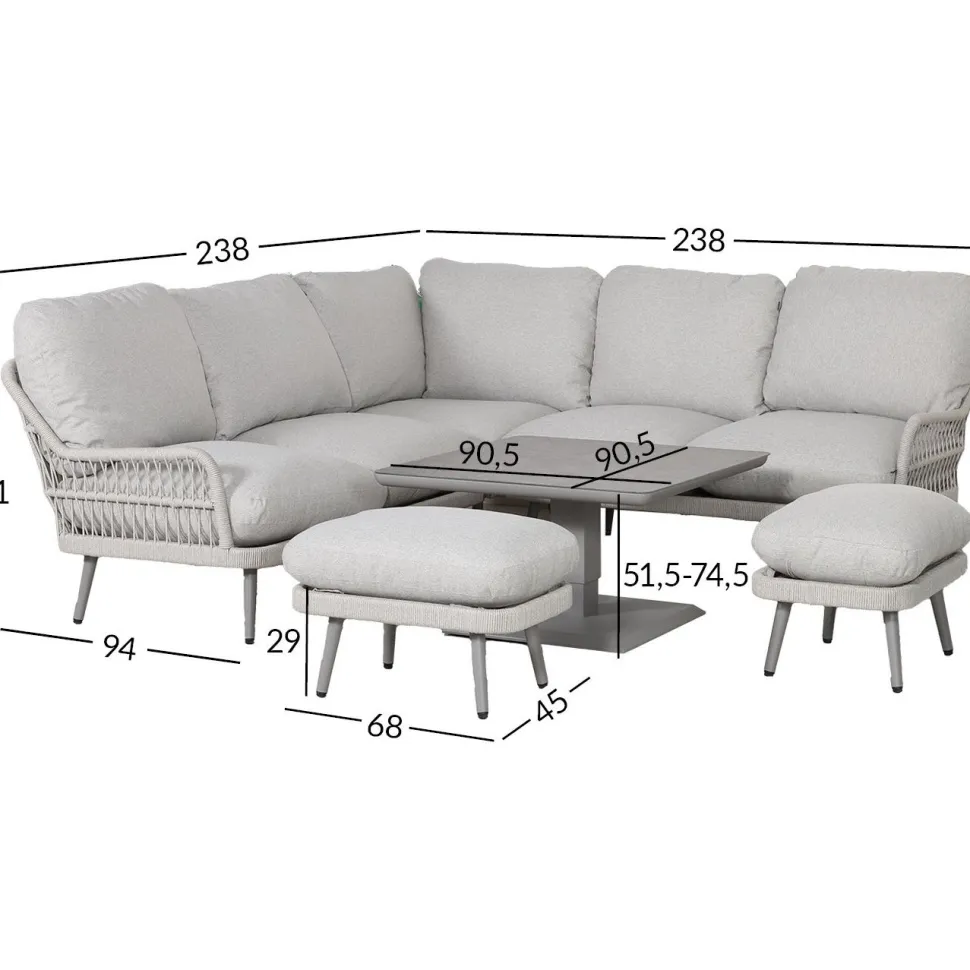 Puutarhakalustesetti Home4You MARENDA 4-osainen, harmaa/beige