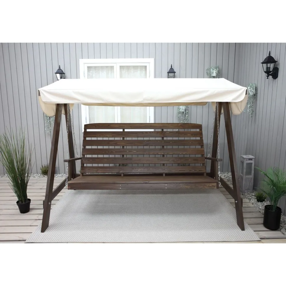 Puutarhakeinu katoksella Baltic Garden Pelle 165cm ruskea/beige