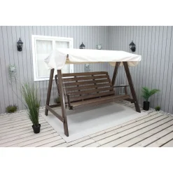 Puutarhakeinu katoksella Baltic Garden Pelle 165cm ruskea/beige