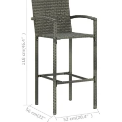 Puutarhan bistrosarja 3-osainen harmaa (64887)