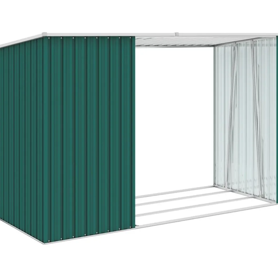 Puutarhan polttopuuvaja vihreä 245x98x159cm galvanoitu teräs