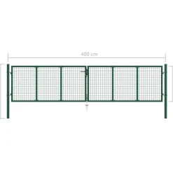 Puutarhan verkkoportti teräs 400x100cm vihreä