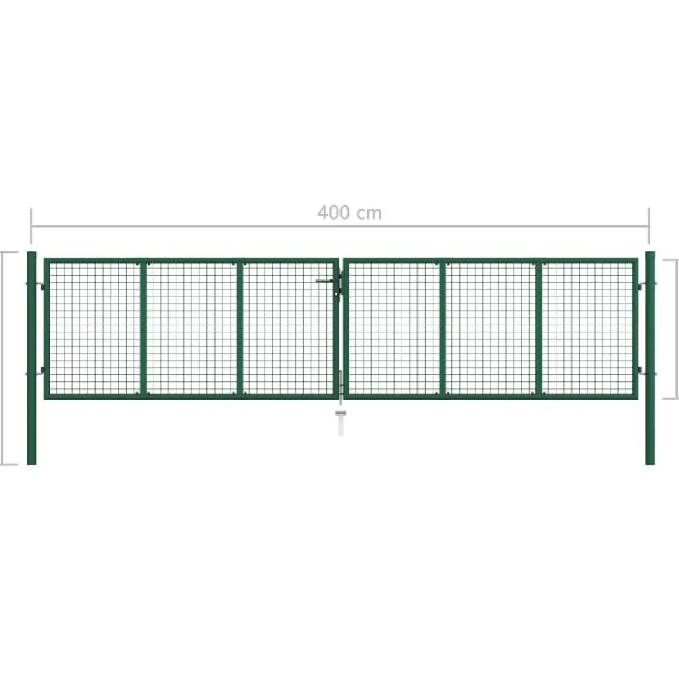 Puutarhan verkkoportti teräs 400x100cm vihreä