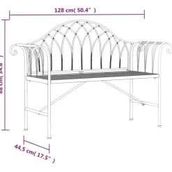 Puutarhapenkki 2-istuttava 128 cm musta teräs (18828)