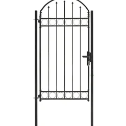 Puutarhaportti kaareva teräs 100x250cm musta