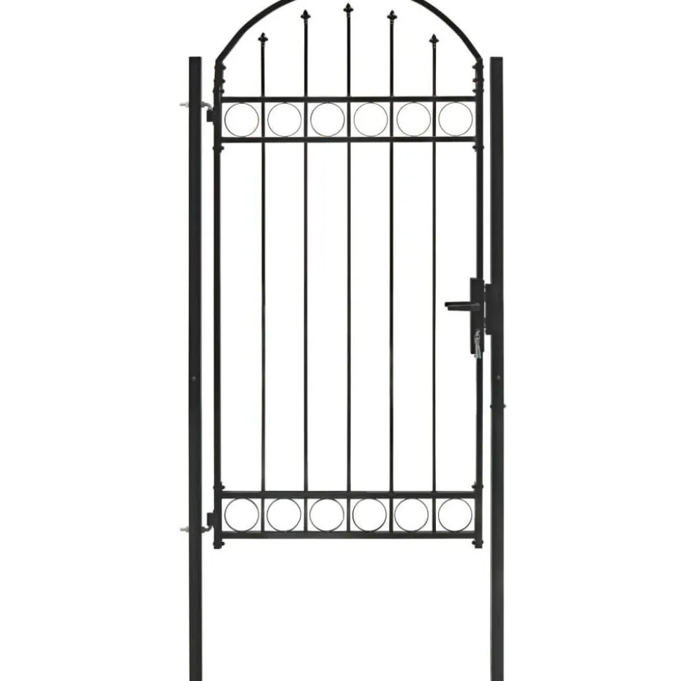 Puutarhaportti kaareva teräs 100x250cm musta