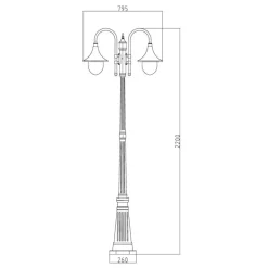 Pylväsvalaisin Kartano PKT-2U 2200 mm 2-osainen valkoinen