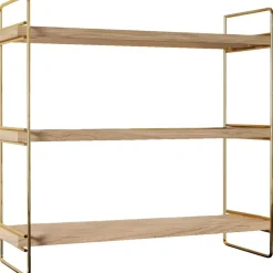 Pöytähylly Linento Furniture Masa, 40x40cm, kulta/ruskea