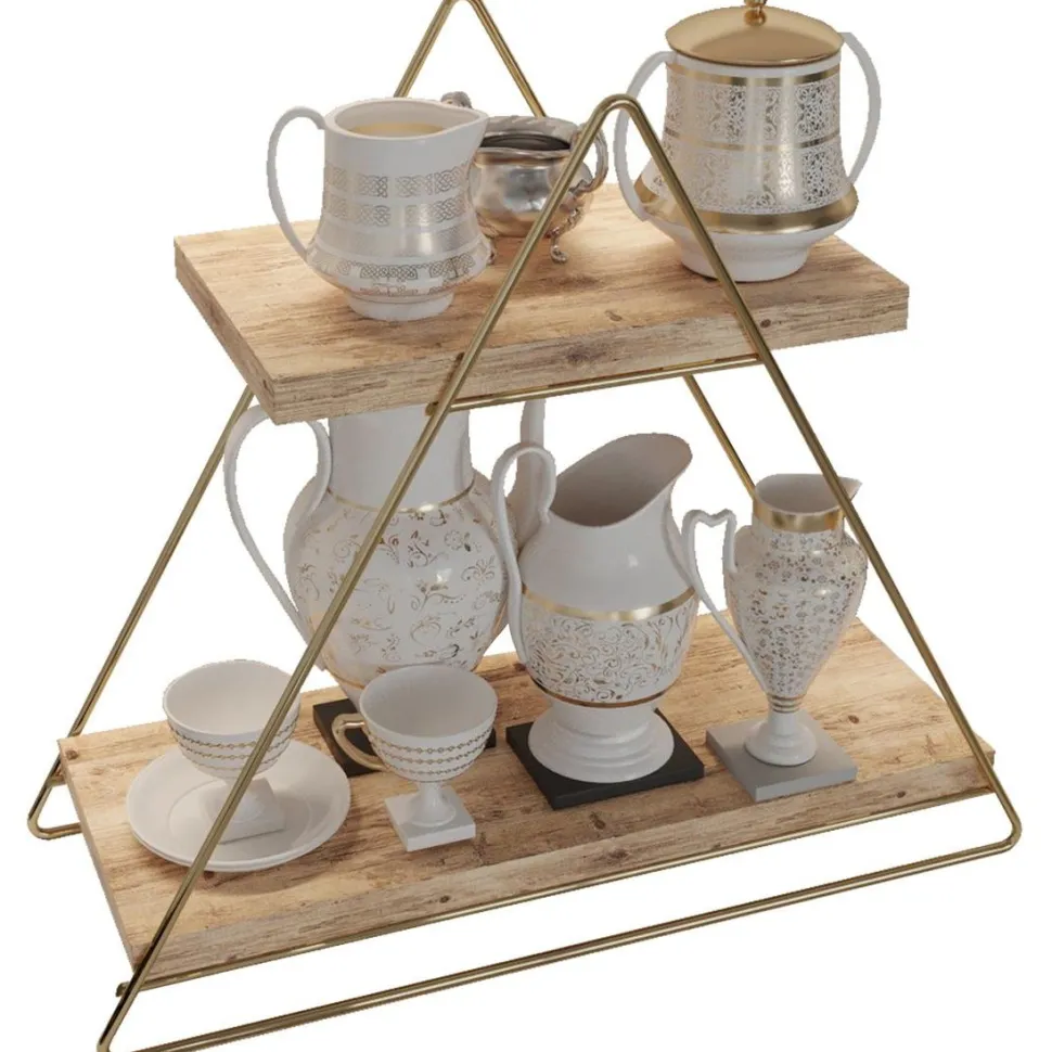 Pöytähylly Linento Furniture Masa, kulta/ruskea