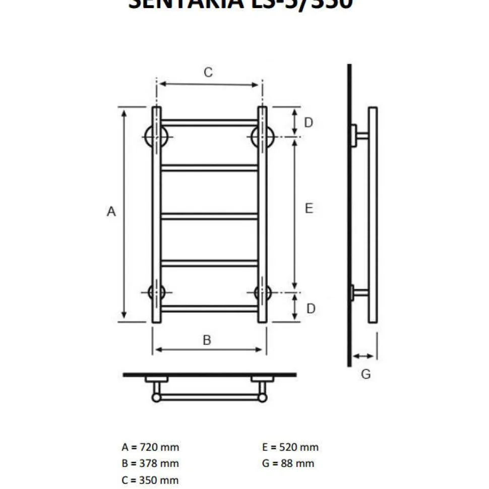 Pyyhekuivain Sentakia LS-5/350 378x720 mm vesi kromi