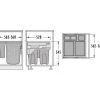 Pyykkikori Savo 60 cm 2x33 l + 1x12 l + 1x2.5 l