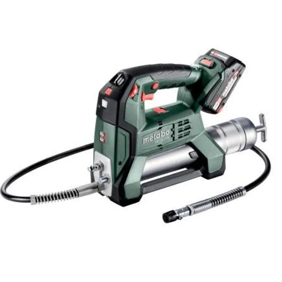 Rasvaruisku Metabo FP 18 LTX sisältää 2x2Ah akut ja laturin