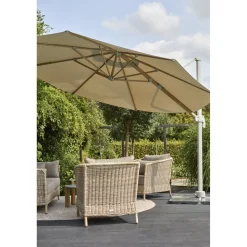 Riippuva aurinkovarjo Brafab Luzzi, Ø350cm, khaki/vaaleanharmaa