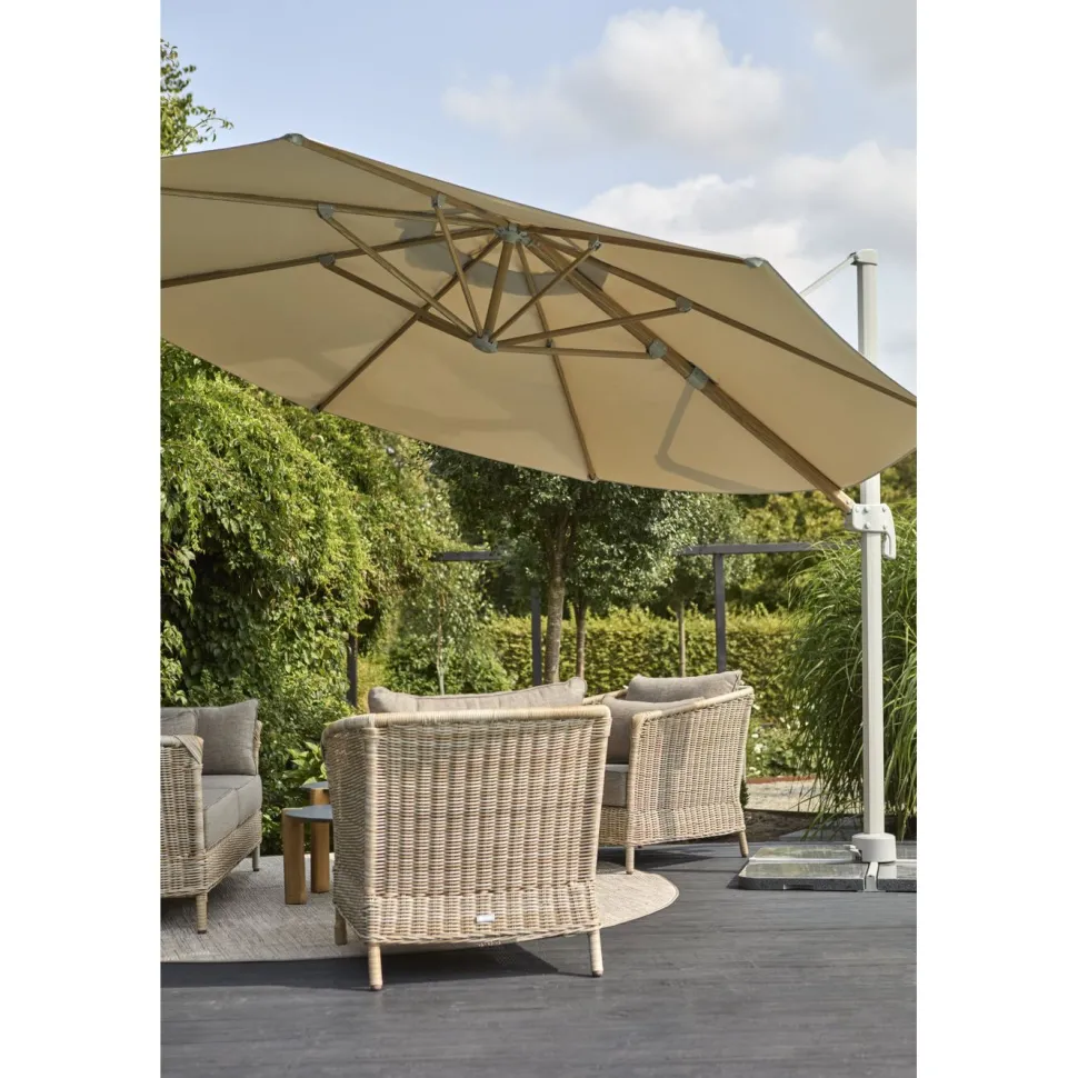 Riippuva aurinkovarjo Brafab Luzzi, Ø350cm, khaki/vaaleanharmaa