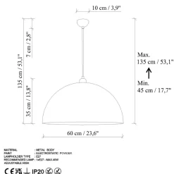 Riippuvalaisin Linento Lighting KURE RETRO, Ø60cm, tummanruskea
