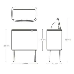 Roska-astia Brabantia Bo Touch Bin, 3x11L