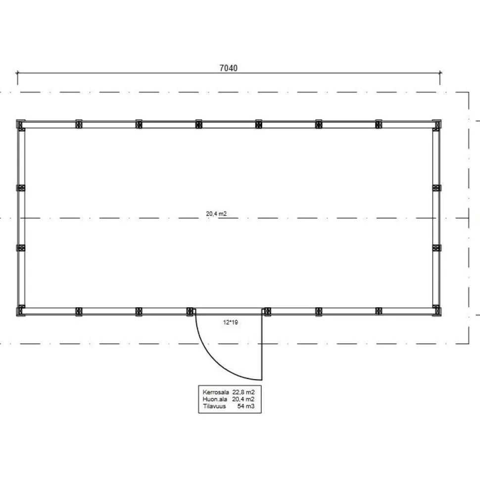 Roskakatos Timburg RK23, 7040x3236mm, 22.8m², puuvalmis