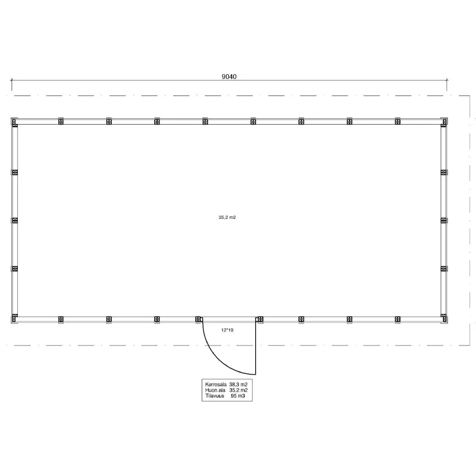 Roskakatos Timburg RK38, 9040x4236mm, 38.3m², puuvalmis