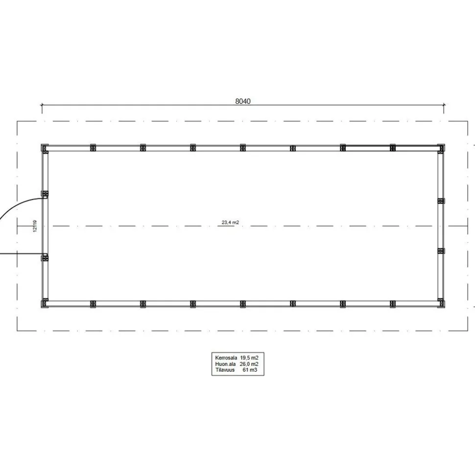 Roskakatos Timburg RK26, 7040x3236mm, 26m², puuvalmis