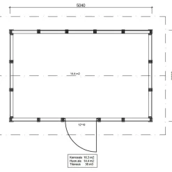 Roskakatos Timburg RK16, 5040x3236mm, 16.3m², puuvalmis