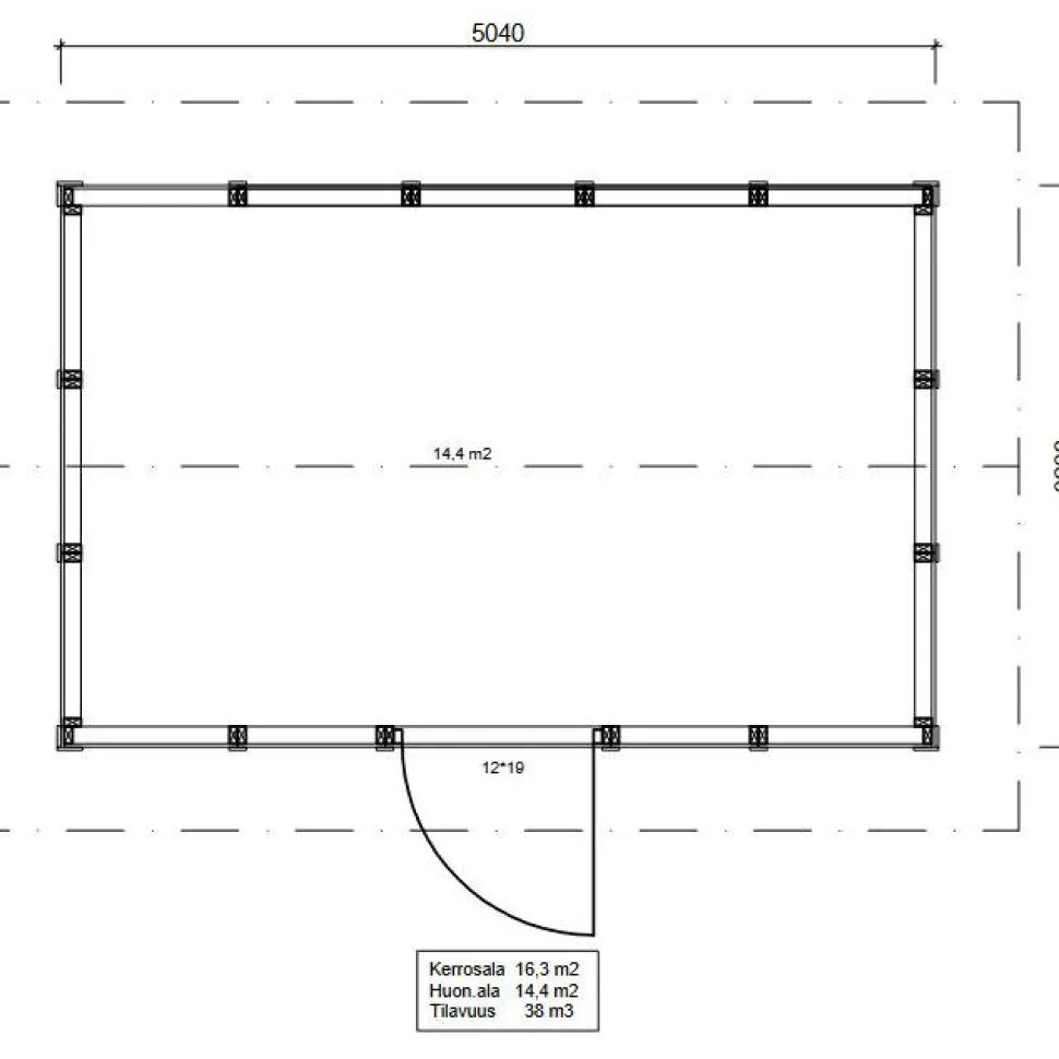 Roskakatos Timburg RK16, 5040x3236mm, 16.3m², puuvalmis