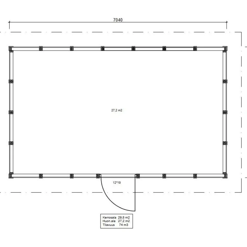 Roskakatos Timburg RK30, 7040x4236mm, 29.8m², puuvalmis