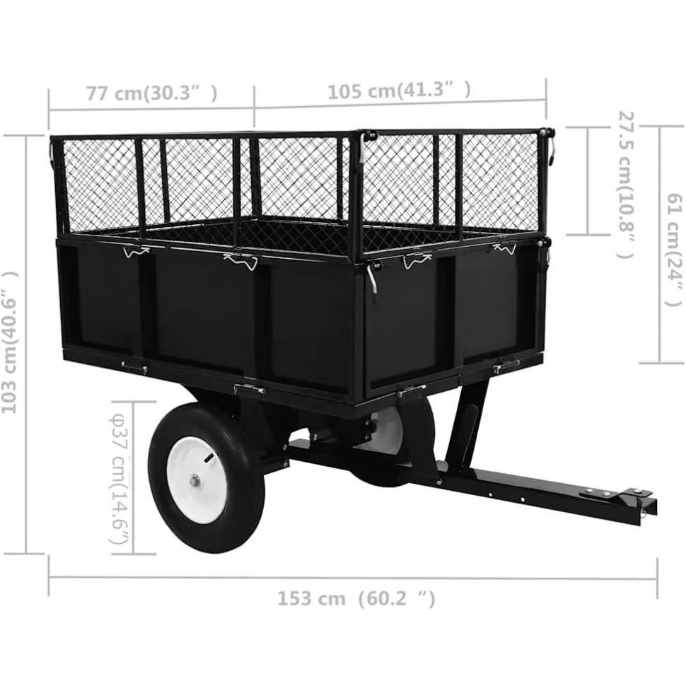 Ruohonleikkurin peräkärry 300 kg kuorma (45813)
