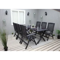 Ruokailuryhmä Baltic Garden Scottsdale 190cm pöytä + 6 tuolia musta