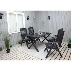 Ruokailuryhmä Baltic Garden Scottsdale 150cm pöytä + 4 tuolia musta