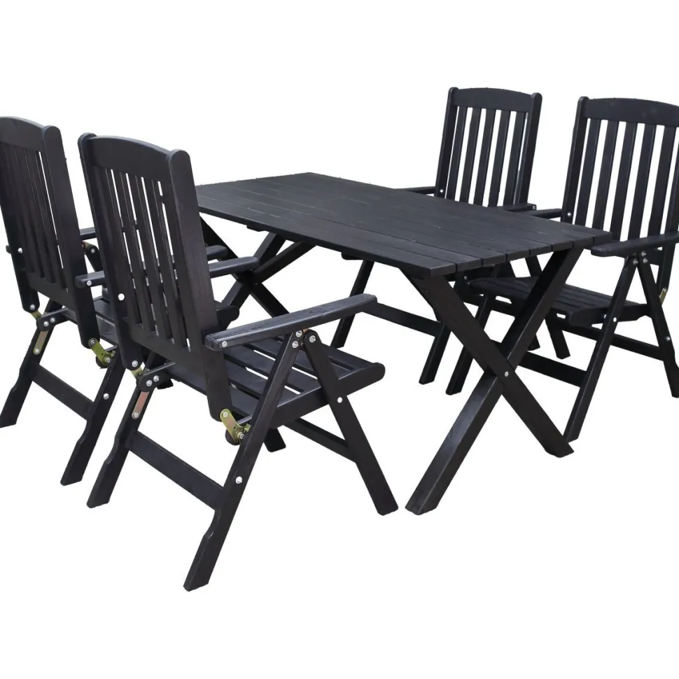 Ruokailuryhmä Baltic Garden Scottsdale 150cm pöytä + 4 tuolia musta