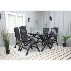 Ruokailuryhmä Baltic Garden Scottsdale 150cm pöytä + 4 tuolia musta