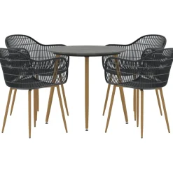 Ruokailuryhmä Venture Home Anafi, ø80cm , 4-istuttava, musta/ruskea
