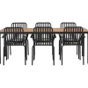 Ruokailuryhmä Venture Home, 200x90cm ruskea/musta Break-pöytä + 6 mustaa Peking-tuolia