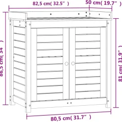 Ruukutuspöytä hyllyllä 82,5x50x86,5 cm, eri värejä (33975)