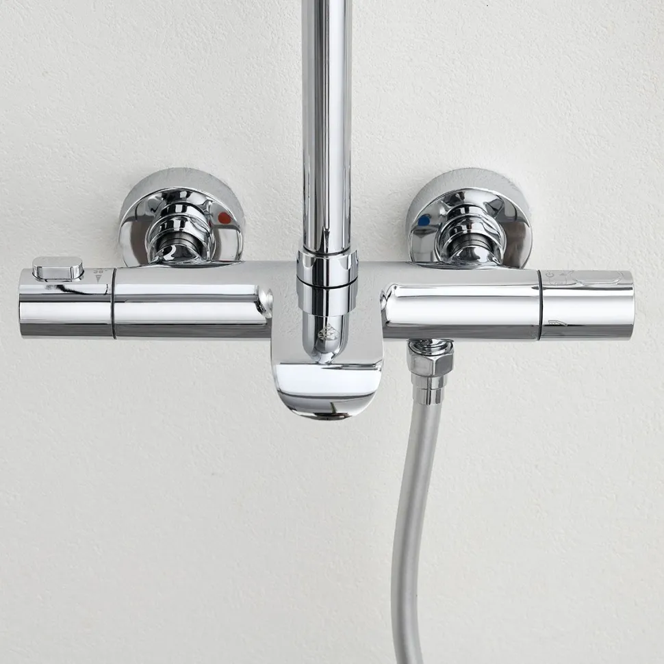 Sadesuihkusetti Bathlife Brusa, termostaattihanalla, suihkupää ⌀240mm, juoksuputkella, kiiltävä kromi