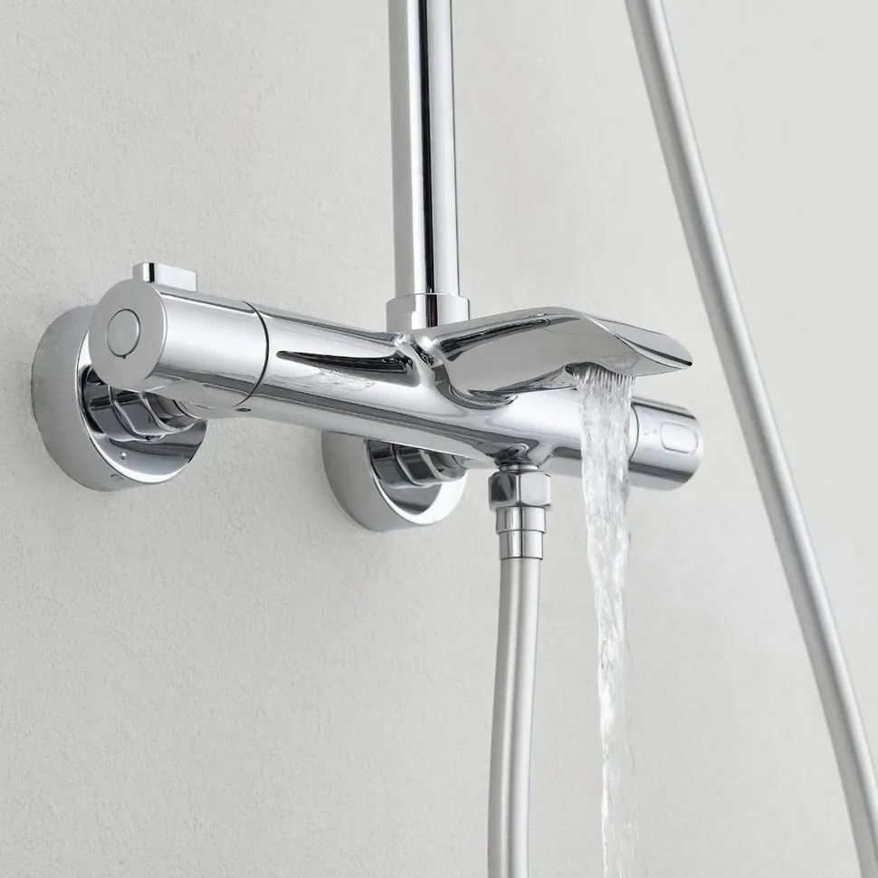 Sadesuihkusetti Bathlife Brusa, termostaattihanalla, suihkupää ⌀240mm, juoksuputkella, kiiltävä kromi