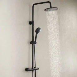 Sadesuihkusetti Bathlife Glimma, termostaattihanalla, hierova suihku, suihkupää ⌀200mm, musta