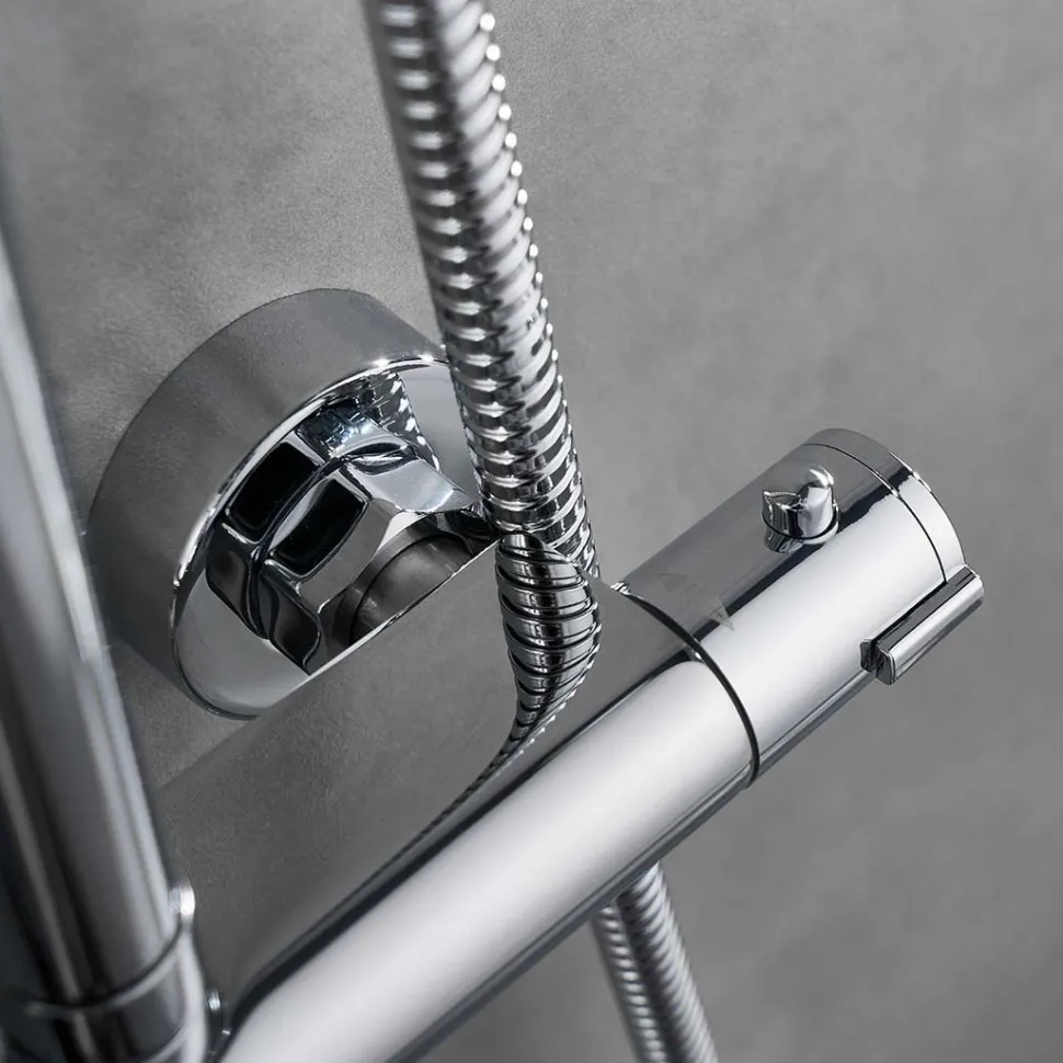 Sadesuihkusetti Bathlife Glimma, termostaattihanalla, hierova suihku, suihkupää ⌀200mm, kromi