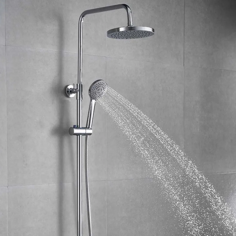 Sadesuihkusetti Bathlife Glimma, termostaattihanalla, hierova suihku, suihkupää ⌀200mm, kromi