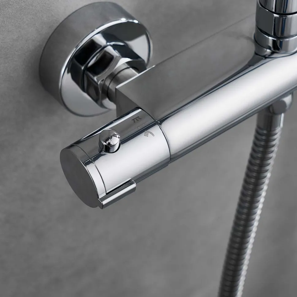 Sadesuihkusetti Bathlife Glimma, termostaattihanalla, hierova suihku, suihkupää ⌀200mm, kromi