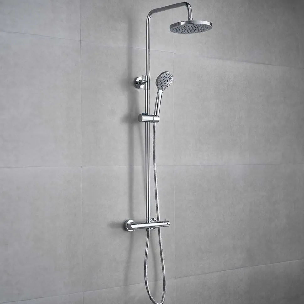 Sadesuihkusetti Bathlife Glimma, termostaattihanalla, hierova suihku, suihkupää ⌀200mm, kromi