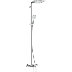 Sadesuihkusetti Hansgrohe Crometta E Showerpipe 240 1jet, termostaattihanalla, juoksuputkella, suihkupää ⌀240mm, kiiltävä kromi