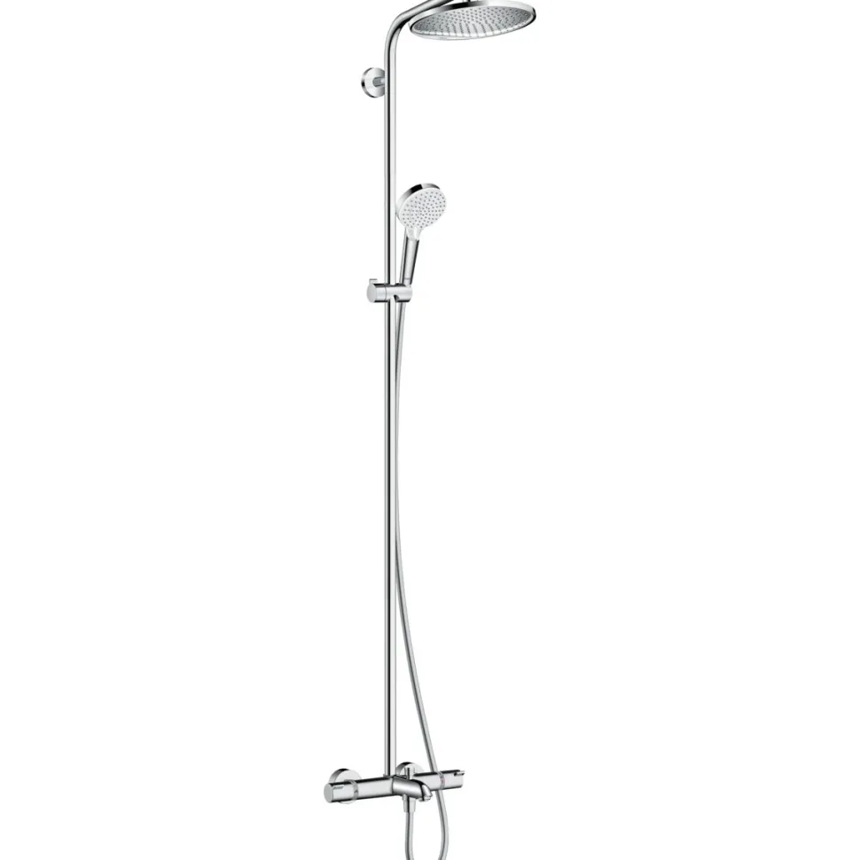 Sadesuihkusetti Hansgrohe Crometta S Showerpipe 240 1jet, termostaattihanalla, juoksuputkella, suihkupää ⌀240mm, kiiltävä kromi