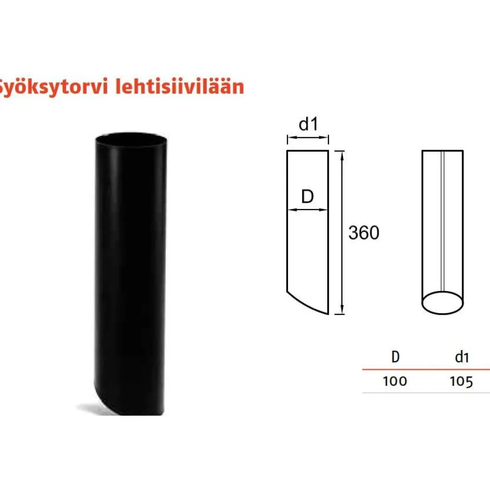 Sadevesijärjestelmä Ruukki puolipyöreä: syöksytorvi lehtisiivilälle ø100mm, eri värejä