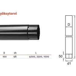 Sadevesijärjestelmä Ruukki puolipyöreä: syöksytorvi pyöreä 4.0m ø100mm, eri värejä