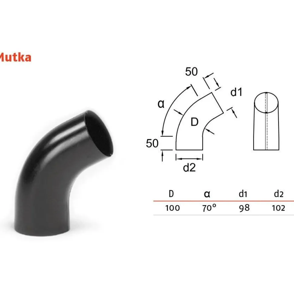 Sadevesijärjestelmä Ruukki puolipyöreä: mutka pyöreä, ø100mm, 70°, eri värejä