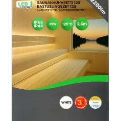 Saunanauhasetti LED Energie 125, 2.5m, 2700K, 10W/m, IP44/65, 2200lm, himmennettävä, valkoinen