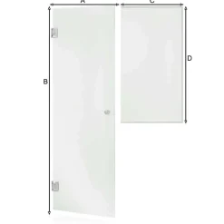 Saunan lasiseinä Andres Glass, ovi, ikkuna, saranat sivulla, vasen