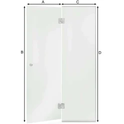 Saunan lasiseinä Andres Glass, ovi, korkea ikkuna, saranat keskellä, oikea
